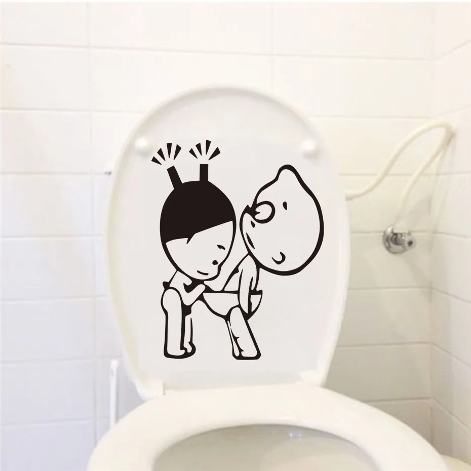 DCTOP Cartoon Adult Couple Funny Toilet Stickers Home Decal Walll Sticker For Bathroom Hotel Office Wall Decoration | Дом и сад