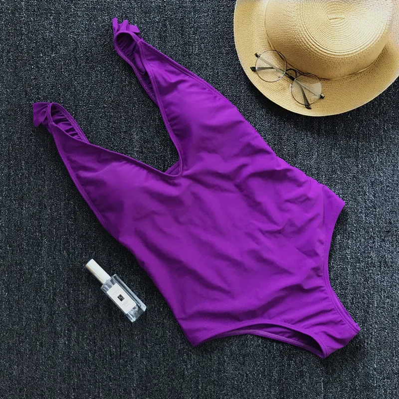 Candy Color Hot Sale Women Bodysuit Floral Print Solid Ruffles Lace Princess Swimwear Padded Backless Sexy One Piece Swimsuit | Спорт и