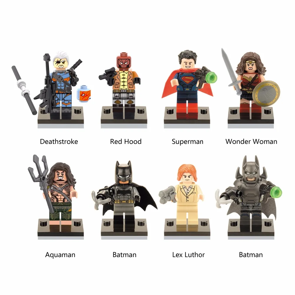 Серии X 8 шт. Marvel Heroes Building Block Для мужчин дезстроук красный крюк Wonder Woman Аквамен bathero