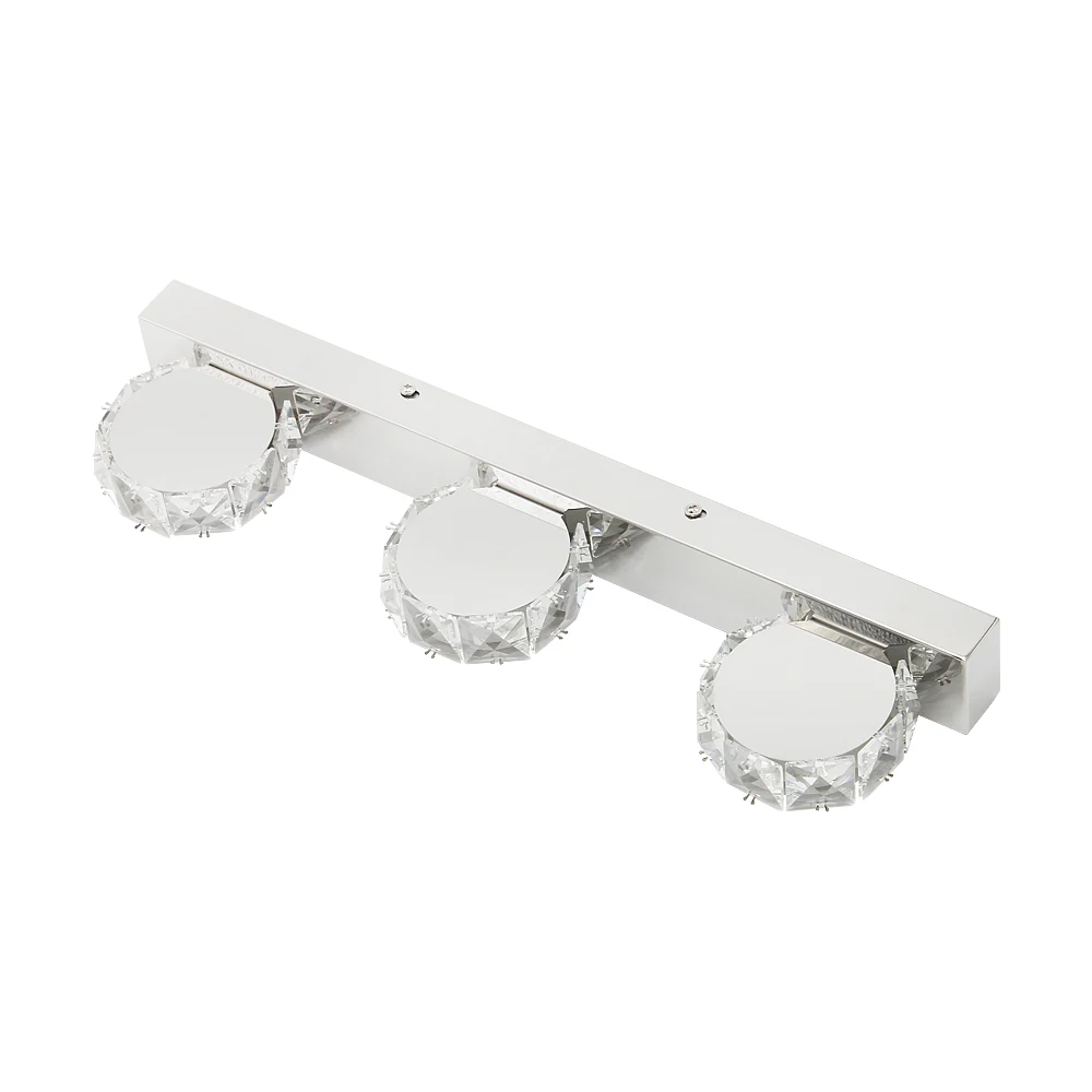 

Luxury 3W 6W 9W LED Round Mirror Light Stainless Steel Waterproof Modern Style Crystal Wall Mounted Lamp For Indoor Bathroom
