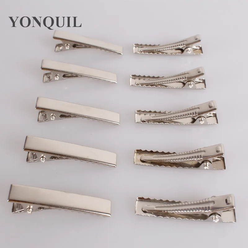 32 мм серебристые зажимы для волос с одним зубцом Аллигатор зубов ручная работа