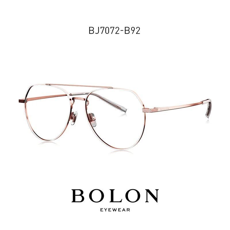 BOLON Double Bridge Eye Glasses Frame for Men Women, Aviation Spectacles Frames for Myopia Sunglasses with Diopters BJ7072 - Цвет оправы: B92 Rose Gold White
