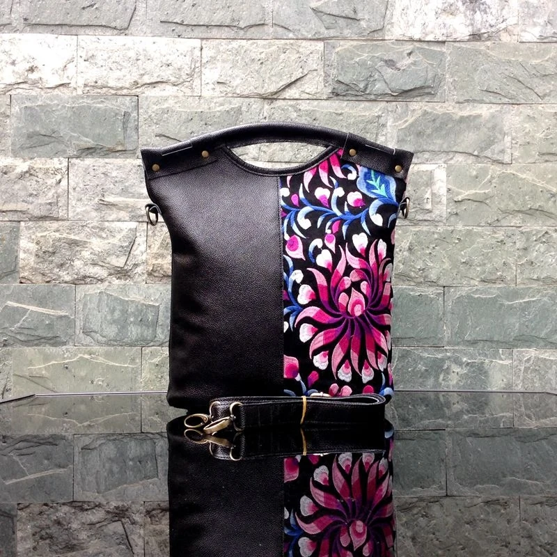 Женская сумка из натуральной кожи с вышитыми цветами винтажная мессенджер на