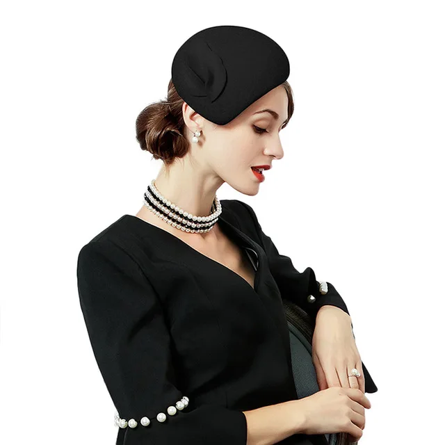 Black Derby Hat FS вуалетки, шляпы для женщин, элегантные, шерсть, фетр, черные, розовые, женские, Pillbox, шляпа, Винтаж, церковная Кепка, свадебные, федоры, Дерби, Кепка - Цвет: Black Derby Hat