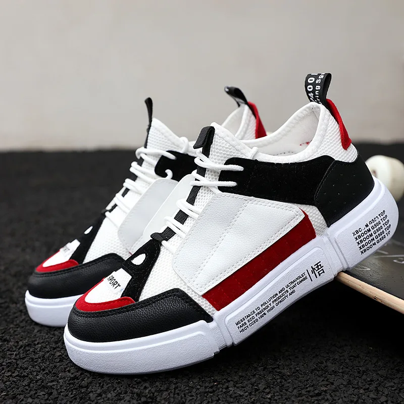 Koovan Men's Fashion Sneakers 2021 New Shoes Street Style Ins Popular Sports Net Cool Stitching Pu Leather Boys | Обувь