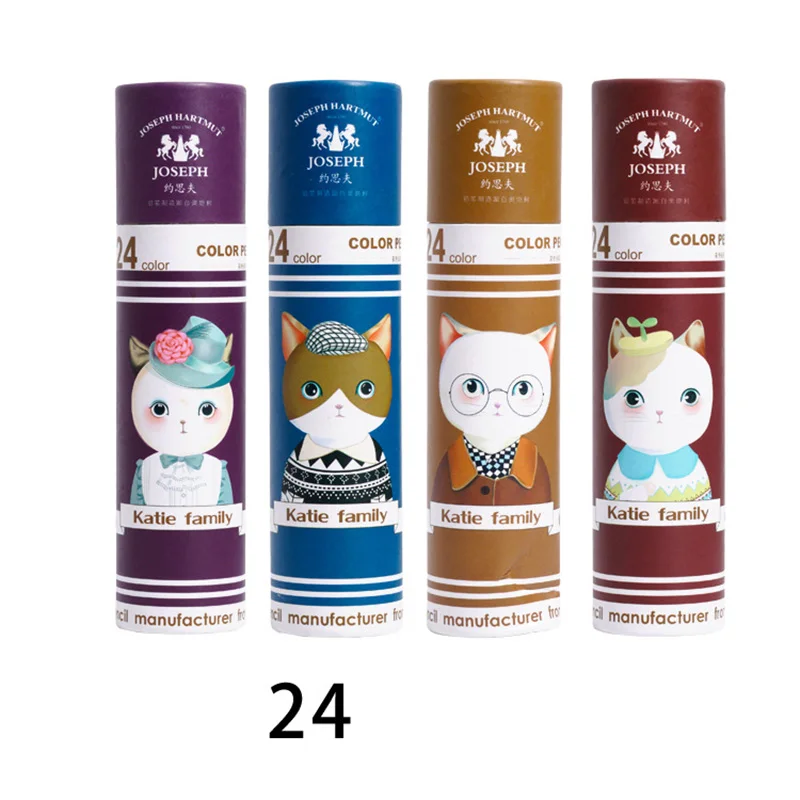 Kawaii милые Мультяшные деревянные цветные карандаши 12/18/24/36/48/72 красочные свинцовые