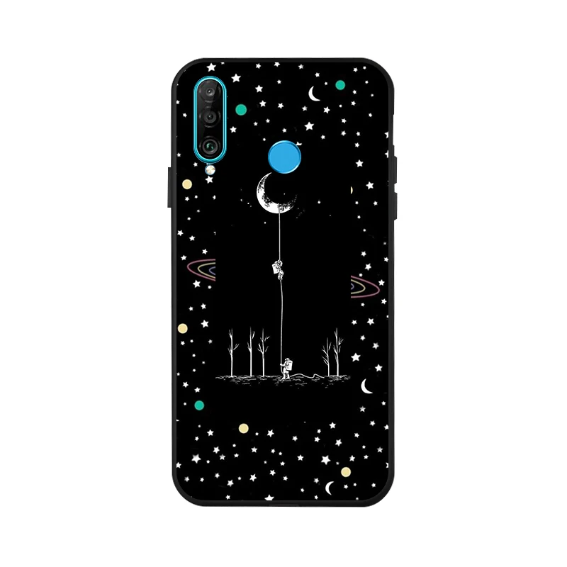 X059 3D DIY Окрашенный черный чехол для huawei P30 Pro P8 Lite Nova 3i 3 4 чехол s Space Moon чехол для телефона huawei mate 10 20X Lite - Цвет: X059