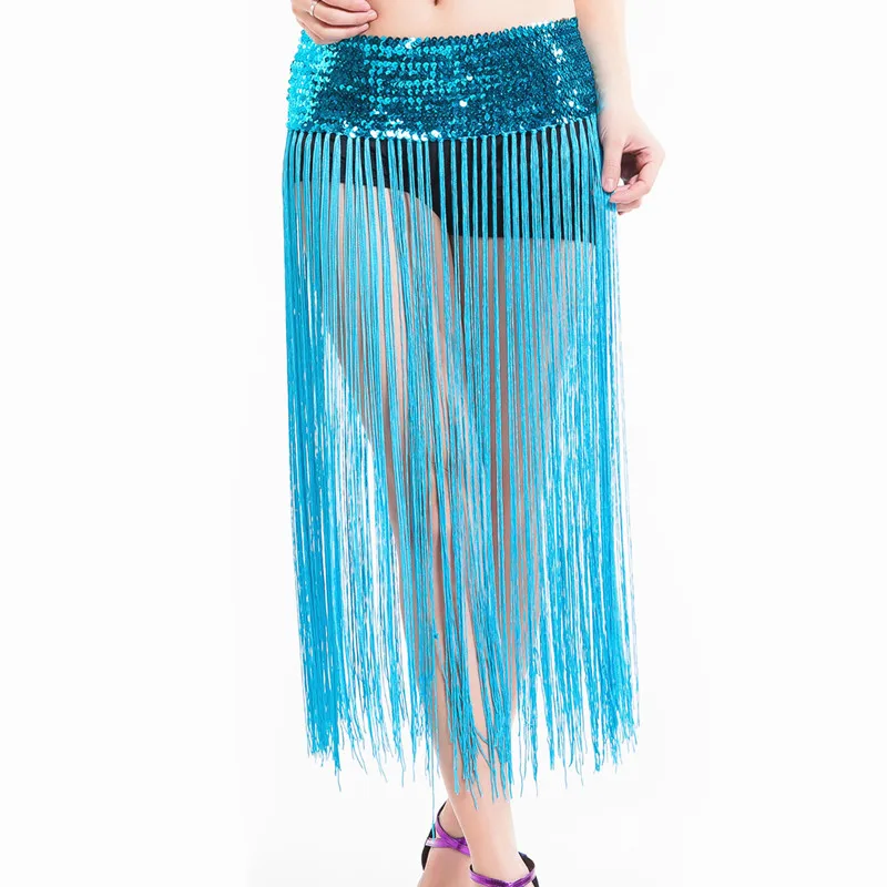 Turquoise 12 цветов, дешевая одежда для танца живота, аксессуары, эластичный пояс с длинной бахромой, женский эластичный шарф для танца живота - Цвет: Turquoise