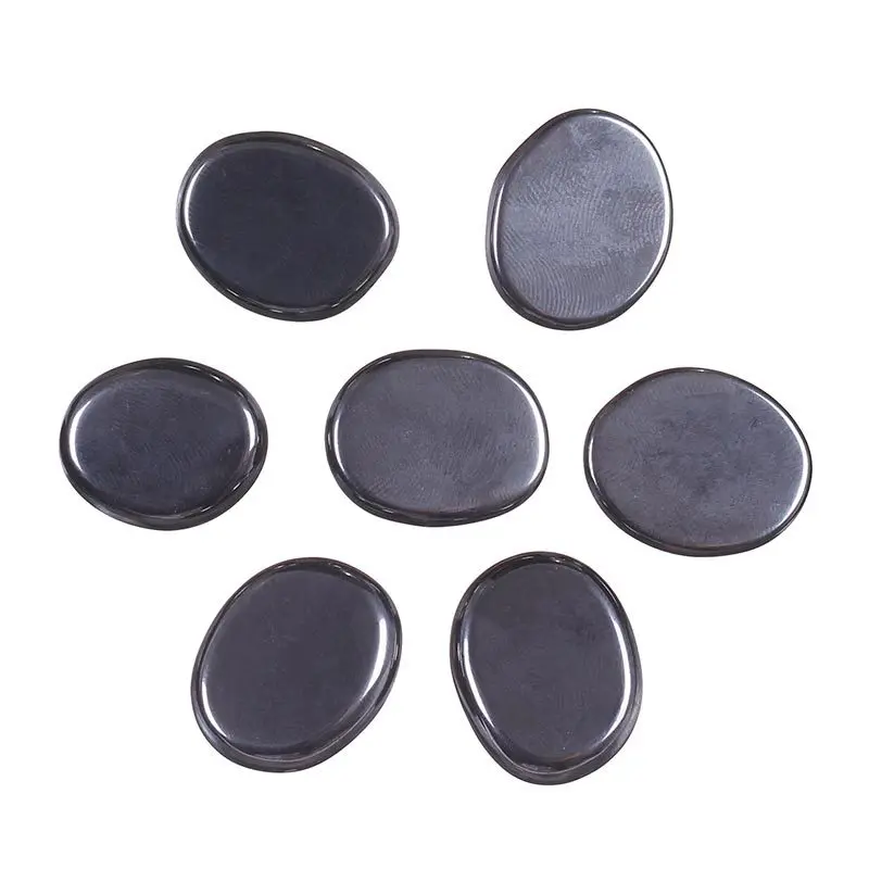 

7 pcs Hematite Chakra Stone Set Polished Palm Stone Engraved Reiki Crystal Energy Healing Stone PS013