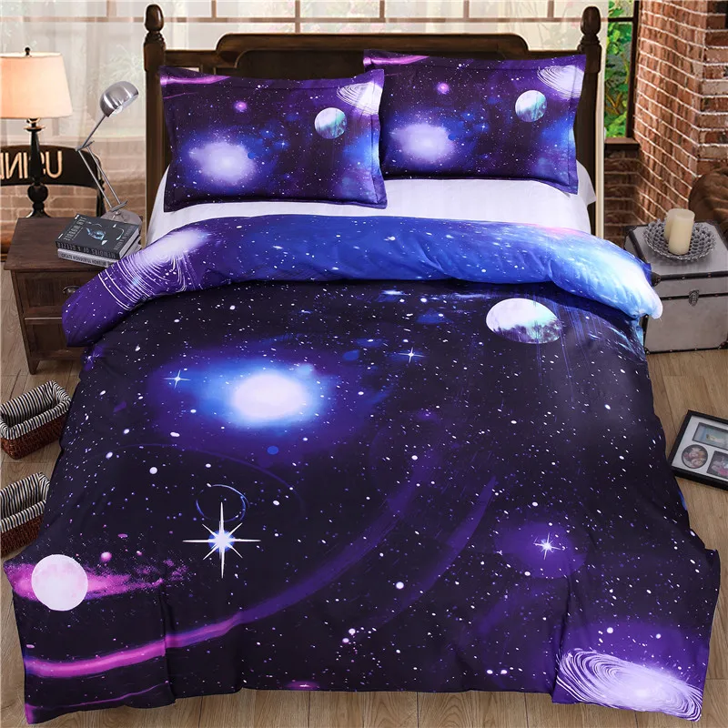 

Hot 3d Galaxy bedding sets Twin/Queen Size Universe Outer Space Themed Bedspread 2/3/4pcs Bed Linen Bed Sheets Duvet Cover Set