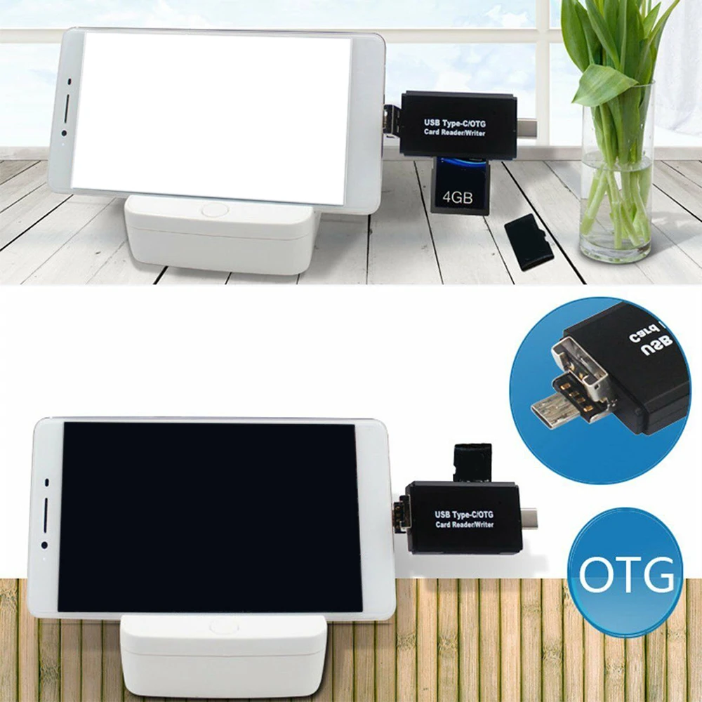 3 в 1 USB-C Type C OTG Кардридер высокоскоростной USB 2 0 универсальный TF Micro SD SDHC карты для