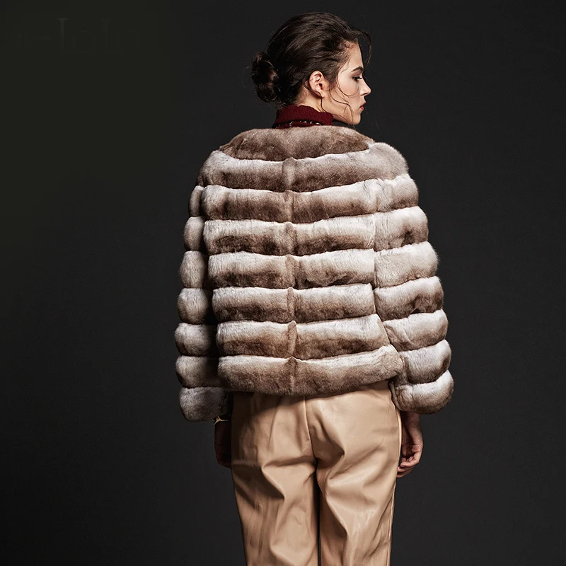 Настоящее меховое пальто для женщин роскошный мех шиншиллы высококлассная