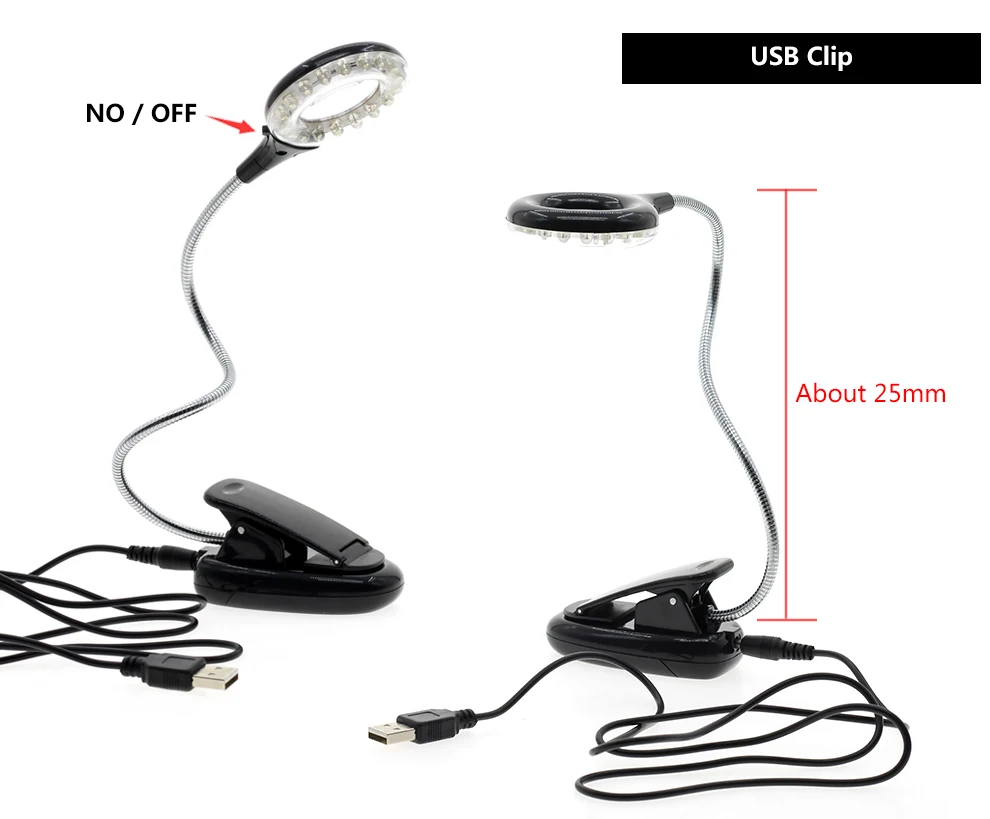 USB мощный светодиодный светильник для чтения книг 18 светодиодный s с лупой, клипсой, держателем для учебы, 3X увеличительным объективом, гибкая портативная настольная лампа