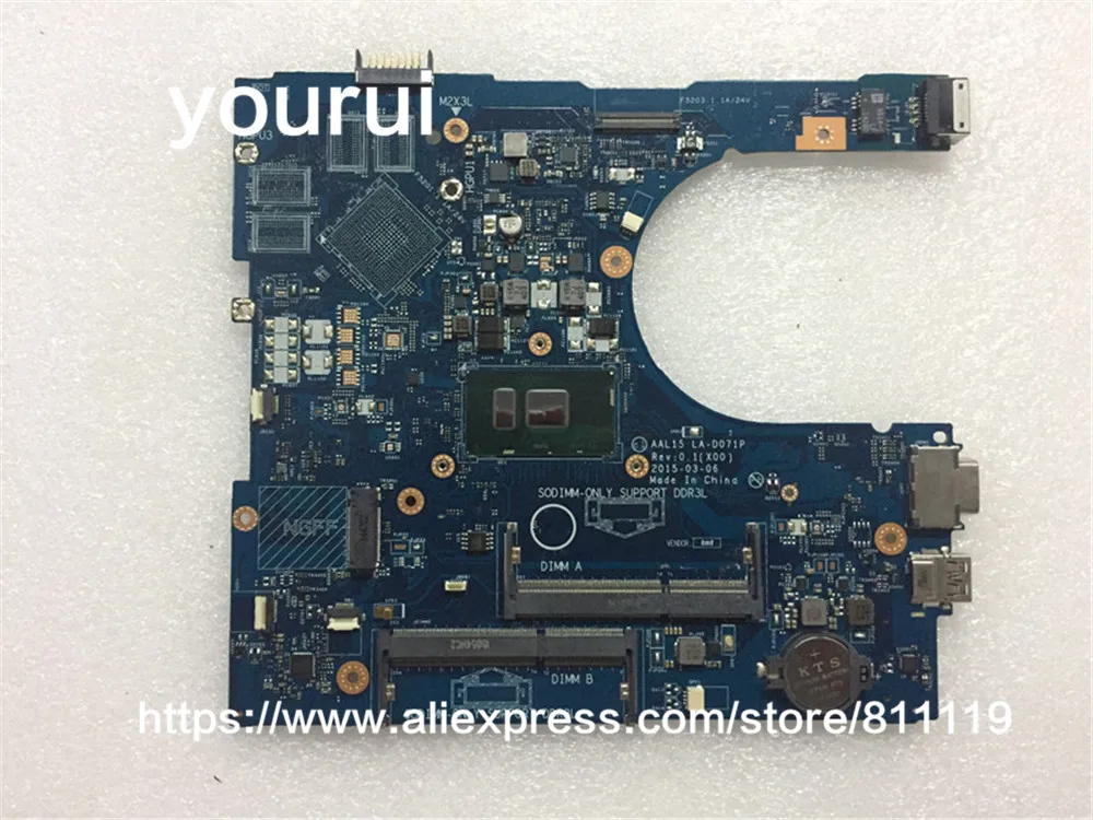 

Материнская плата yourui для ноутбука DELL 5559, Лампа 15, с процессором SR2EY i5-6200, R5 M335, 2 Гб DDR3L, материнская плата 100%, протестирована, быстрая доставка