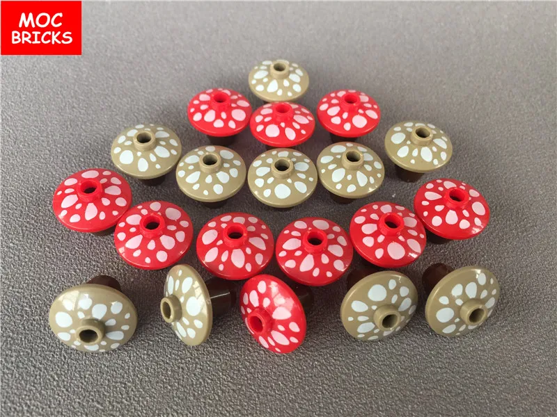 10pcs/lot MOC Bricks DIY Dish 2 x Inverted with Mushroom Spots Pattern &amp Cone 1 Top Groove Building Blocks kids gift | Игрушки и