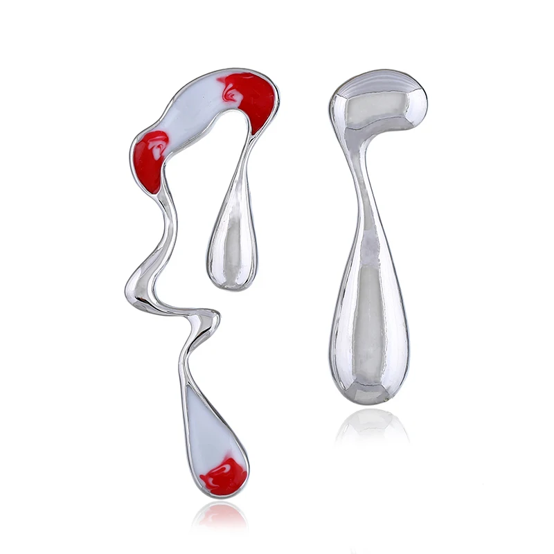 WNGMNGL корейский стиль асимметричные серьги Уникальный Золотой Серебряный цвет