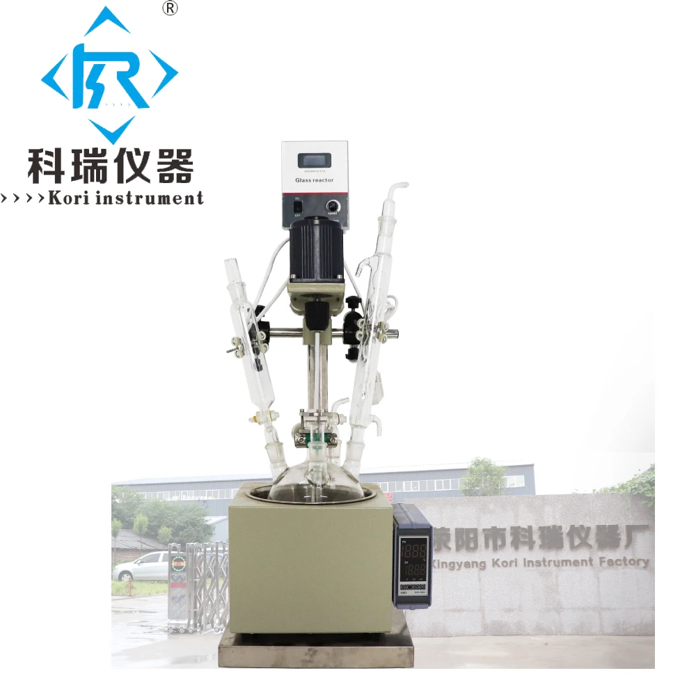 

China factory price for Lab chemical glass reactor 5L with heating water oil bath with PTFE Stirring shaft mixing