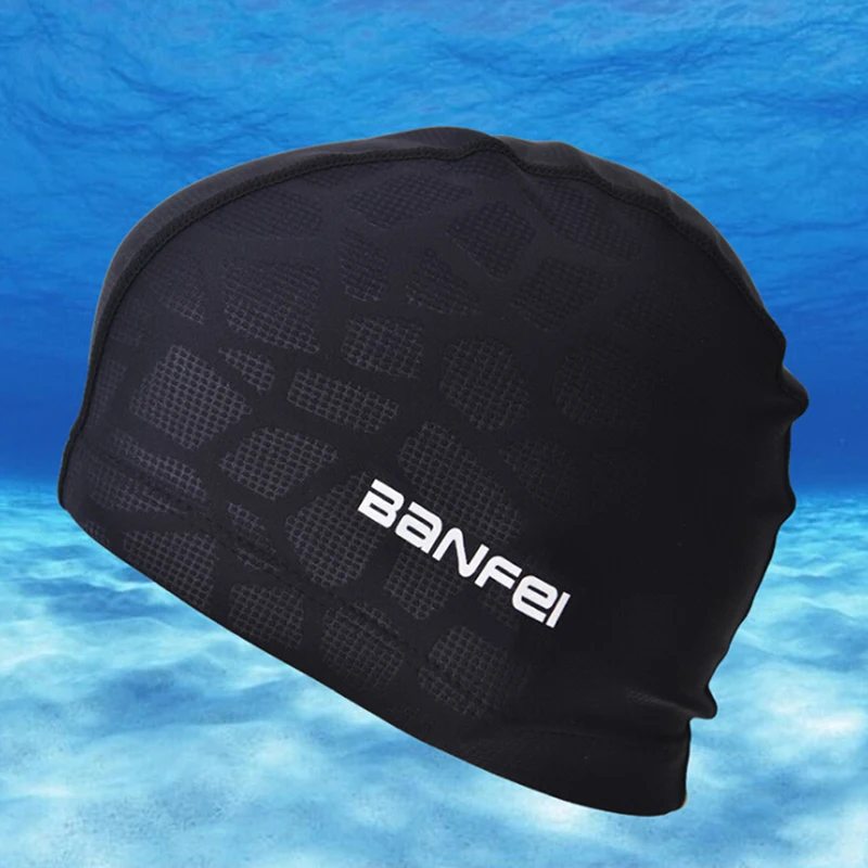 

High Elasticity Waterproof Fabric Protect Ears Long Hair Sports Swim Pool Hat Shark Flexible Durable Swimming Cap for Men Women