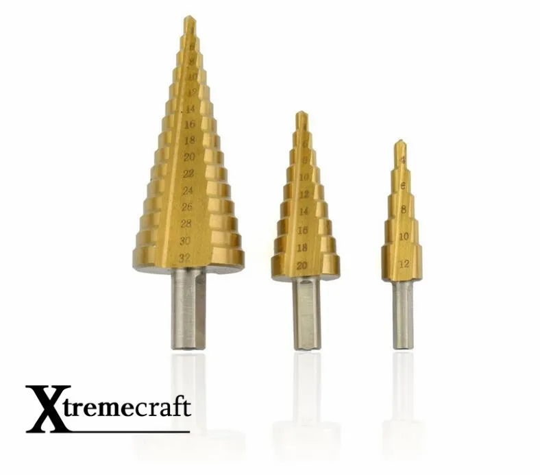 Коническое ступенчатое сверло с титановым покрытием HSS4241 набор инструментов 4 32