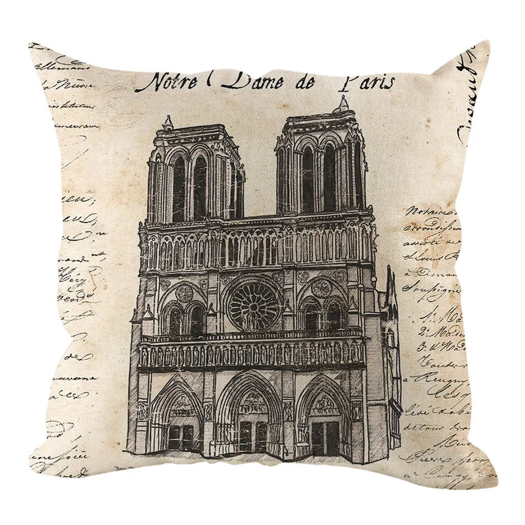 Современный стиль старинное здание квадратные подушки Чехол льняная обнимающая