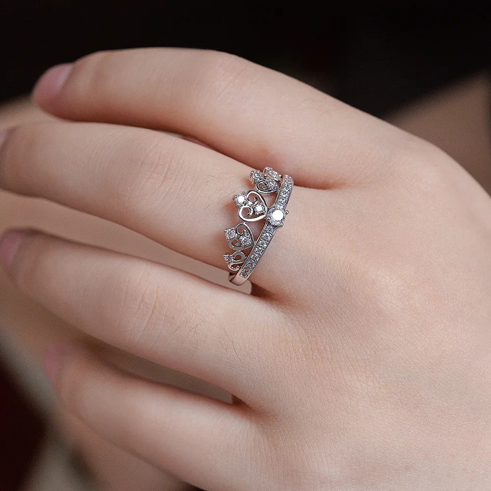 2021 Новая Корона Кристалл из Австрийского Изысканного кружевного пустотелого указательного пальца широкое кольцо для женщин модные ювелирные изделия кольца на.