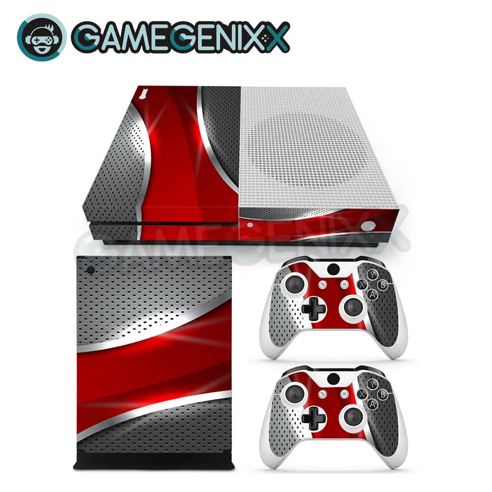 Виниловая наклейка на кожу GAMEGENIXX для Xbox One Slim Console и 2 контроллера цвет красный