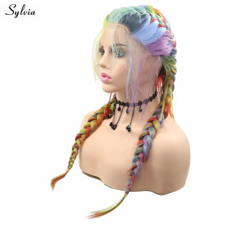 Sylvia 2x твист косички парик Русалочка кружева передний для женщин партии
