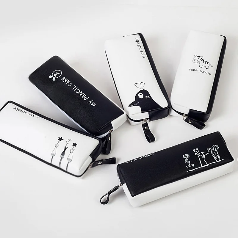Кожаный чехол для карандашей милый маленький простой учеников школьный пенал