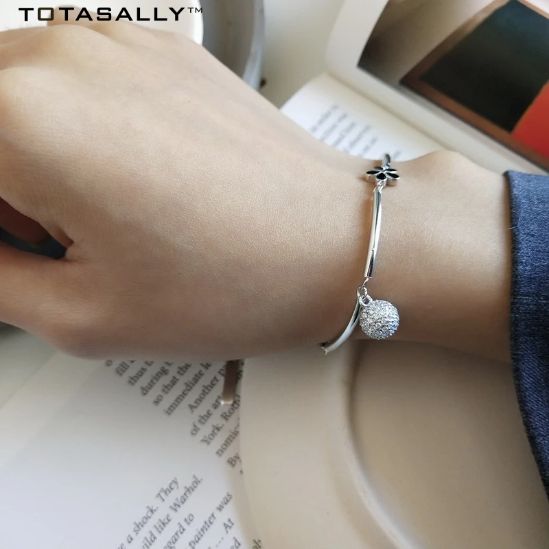 Браслет Totasally из 100% серебра 925 пробы с милыми кристаллами и бусинами браслет