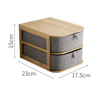 2 S Bamboo Wood Gray Storage Drawer Desktop Nordic Sundries Superimposable Cloth Storage Box Makeup Container Home Organizer Decor - Цвет: 2 S