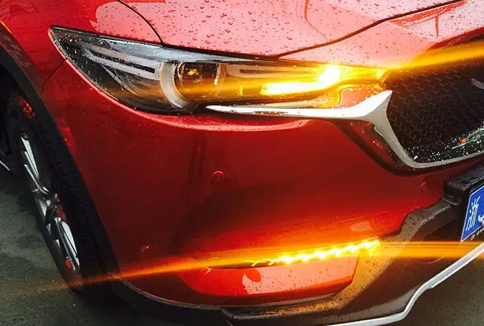 2 шт. для Mazda CX-5 CX 5 12 В светодиодный DRL Дневной ходовой светильник противотуманная фара украшение с течением поворотов стиль реле