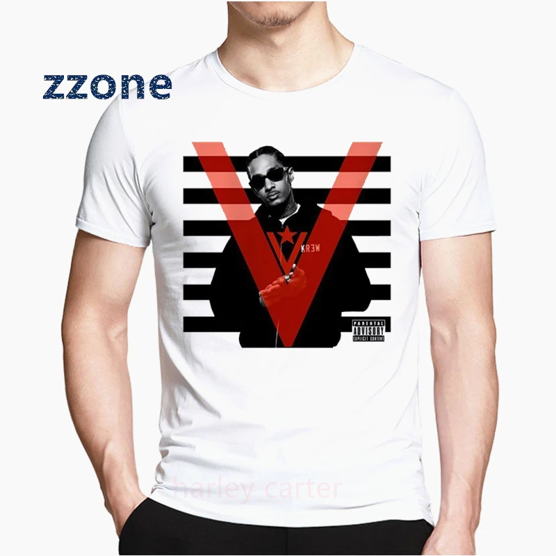 Большая мужская футболка с принтом Nipsey 2019 белая в стиле хип-хоп Harajuku уличная
