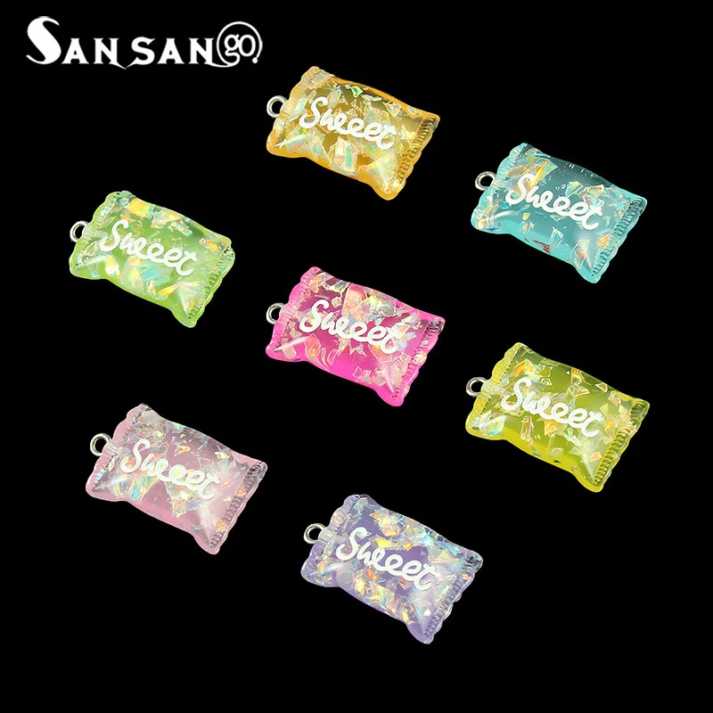 10 шт. Разноцветные Милые подвески из смолы в виде конфет для женщин и девушек