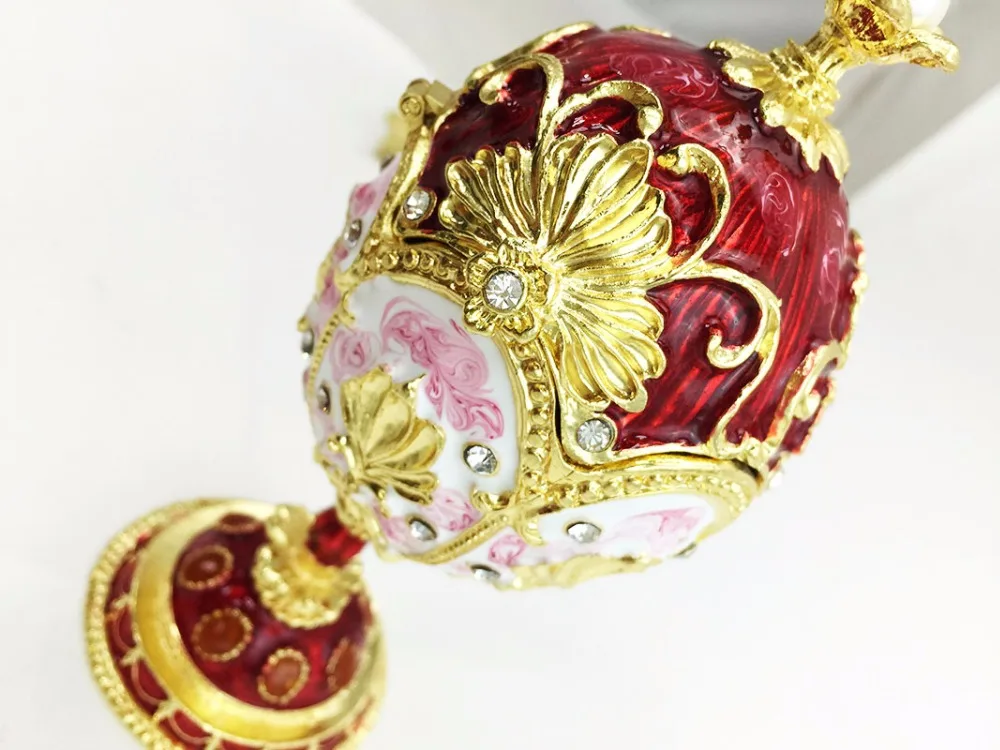 Старинное украшение faberge яйцо инкрустированная шкатулка коробка Металлическая