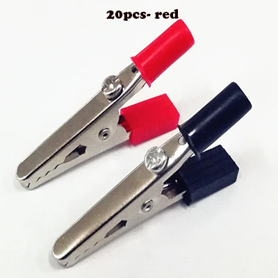 20pcs-red Крокодил клип 2-10 шт./лот крокодил клип 50 мм пластиковая ручка тестовый зонд металлические зажимы крокодил разъем для батареи штекер - Цвет: 20pcs-red