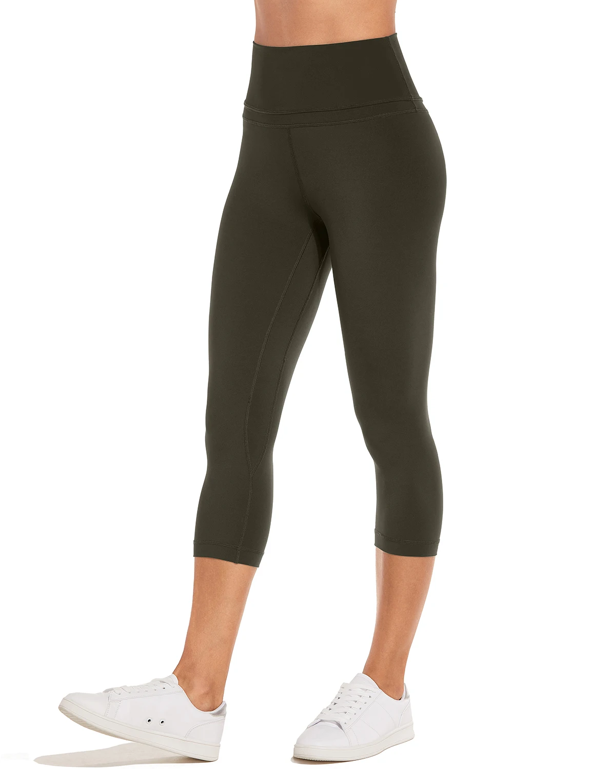 Dark Olive05 CRZ YOGA Для женщин голый чувство Высокая Талия Активные Брюки укороченные колготки Капри для занятий йогой - Цвет: Dark Olive05