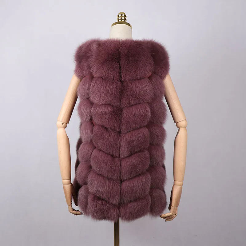 2021 Новая мода натуральный Лисий Мех Длинный жилет натуральным лисьим мехом лисы