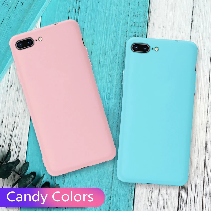 Модный мягкий силиконовый чехол карамельного цвета для iPhone 7 8 цветные чехлы