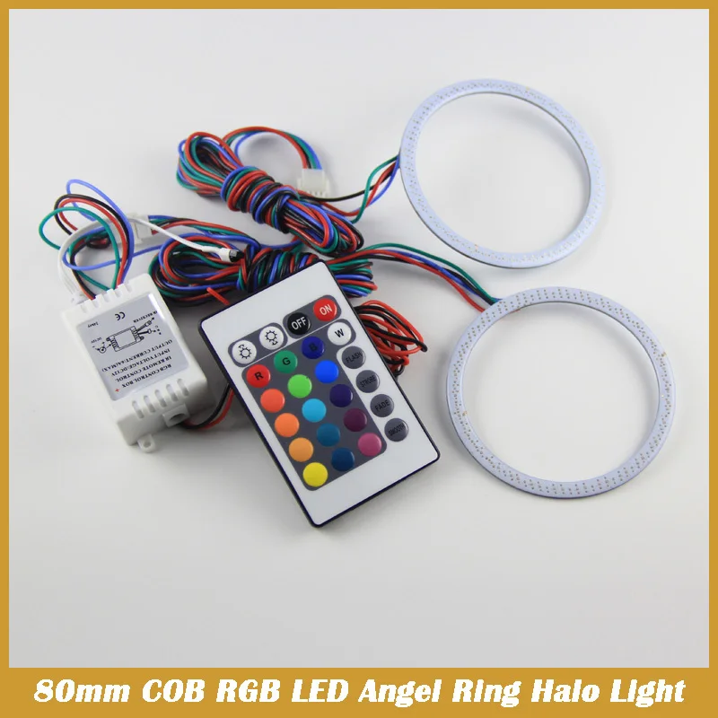 2 шт. LED Ангельские Глазки RGB много цветов 71 8 мм COB Halo Кольцо с пультом