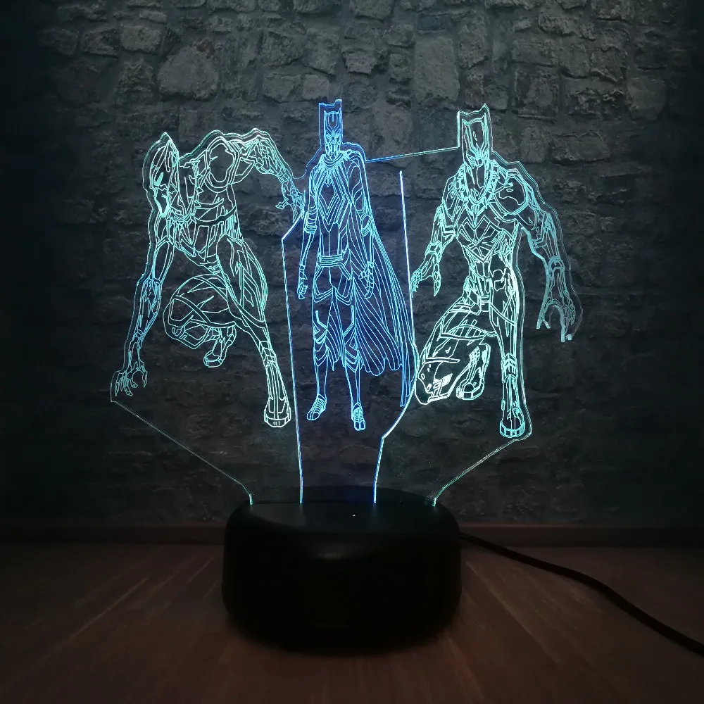 Новинка сенсорный светильник фигурка Марвел Черная пантера 3D смешанный цвет