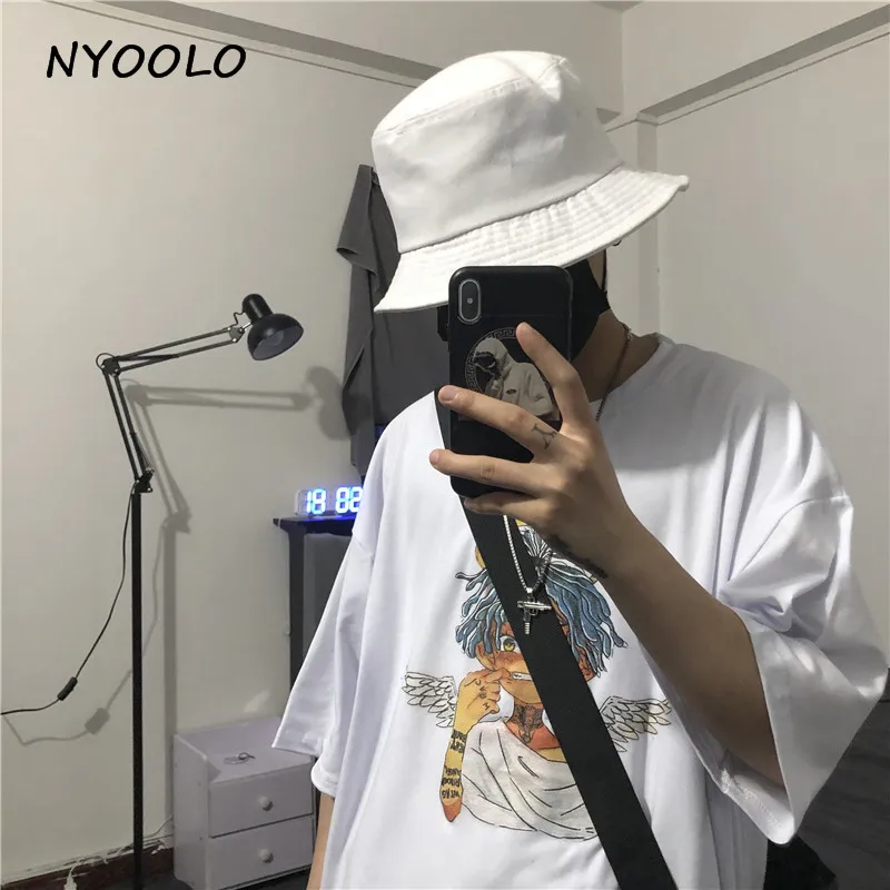 NYOOLO Harajuku Винтажная Футболка с принтом крыльев Ангела летняя уличная свободная