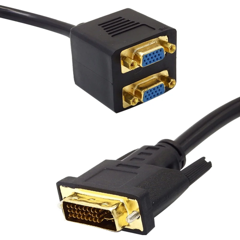 Larryjoe высококачественный DVI I 24 + 5 контактов штекер к 2 двойным VGA Женский монитор
