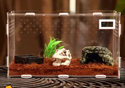 c180730381 Террариум Vivarium комплект с магнитной защелкой воды чаша подложка искусственного растения для геккон ящерица, змея тарантула рептилия акрил - Цвет: c180730381
