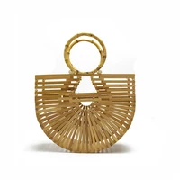 ins hot straw woven half round bag hollowed out bamboo basket bag luxury hand bag clutch bags designer brand handbags for women