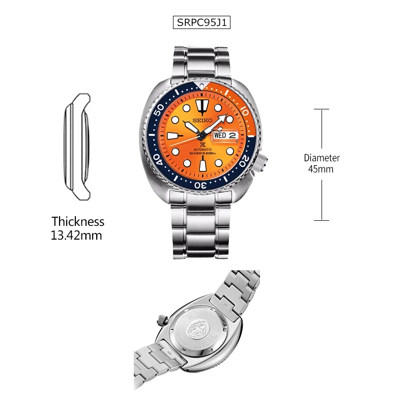 SRPC95J1 Оригинальные официальные новые SEIKO часы автоматические механические ныряльщик водонепроницаемые светящиеся Men'sWatch Азия - Цвет: SRPC95J1