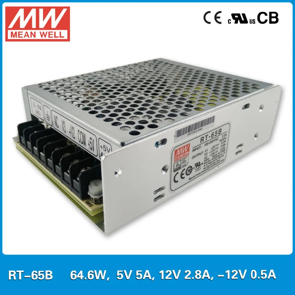Оригинал Mean Well RT 65B 65 Вт тройной выход + 5 В/5 А 12 В/А В/а Meanwell три выходного источника