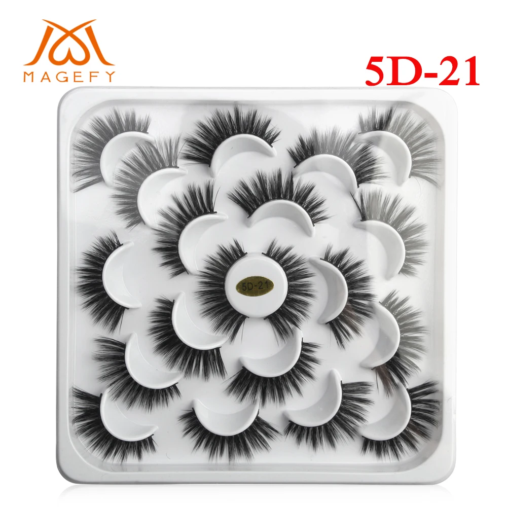 5D-21 10 пар натуральные накладные Искусственные ресницы длинное удлинение 3D норковые ресницы ресница ручной работы норковые ресницы Красота Макияж инструмент - Цвет: 5D-21