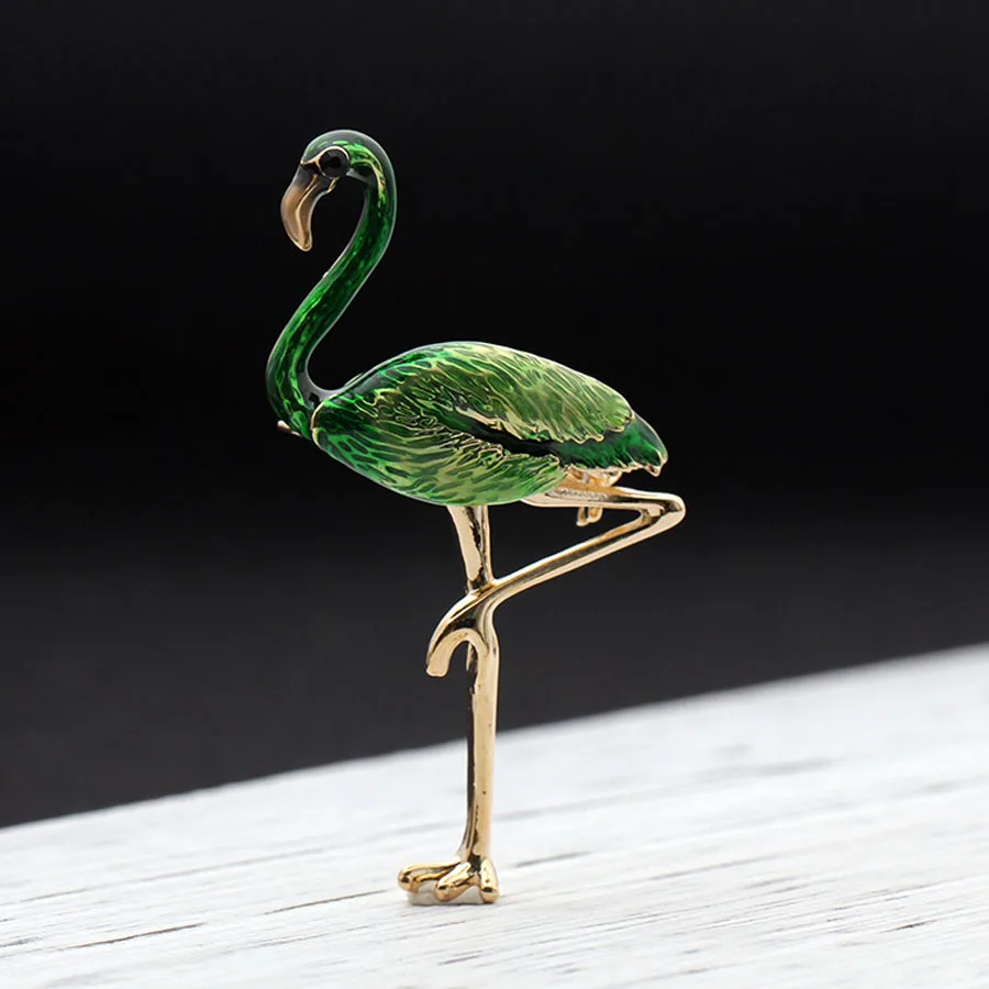 2017 Fashion Jewelry New Design Purple Enamel Pin Cute Crystal Flamingo Brooch Broches Vintage Animal Birds Brooches For Women | Украшения