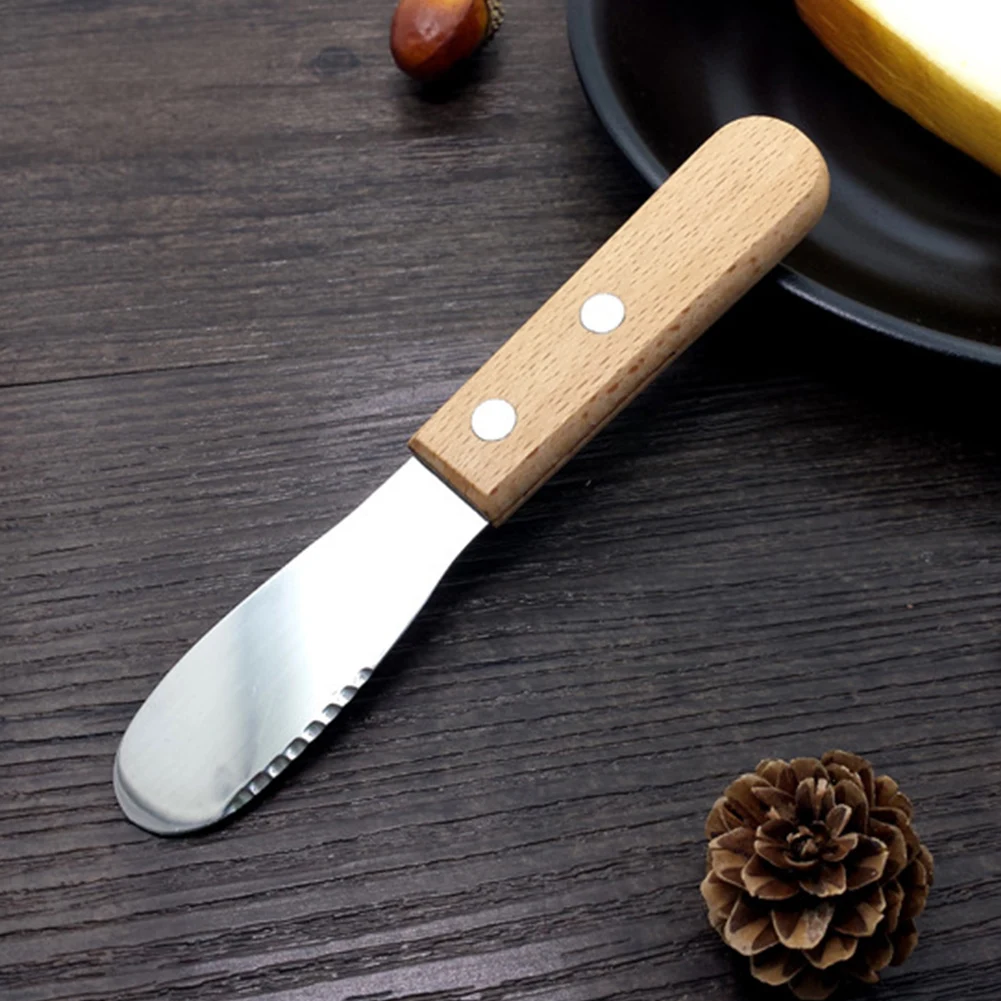 Knife Mini Sawtooth Butter Scraping Durable Wood Handle Lightweight Eco-friendly East To Clean Anti-slip | Дом и сад