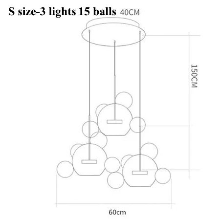 S size-15 ball round Современные светодиодные люстры с Микки Маусом, освещение для столовой, матовые стеклянные пузырьки, светодиодная Люстра для гостиной, медные металлические подвесные светильники - Цвет абажура: S size-15 ball round
